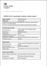 SARS-CoV-2 Inactivation Testing: Interim Report: Virus Transport and Preservation Medium (Inactivated)